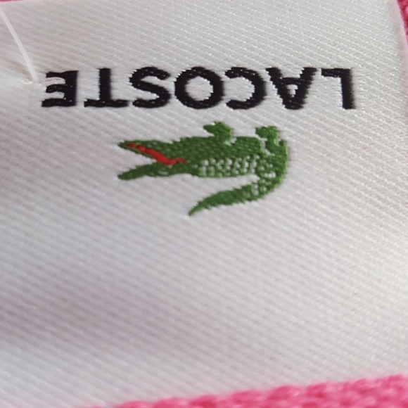 Lacoste Stripped Flamingo Pink Wash Cloth Towel - Picture 3 of 3